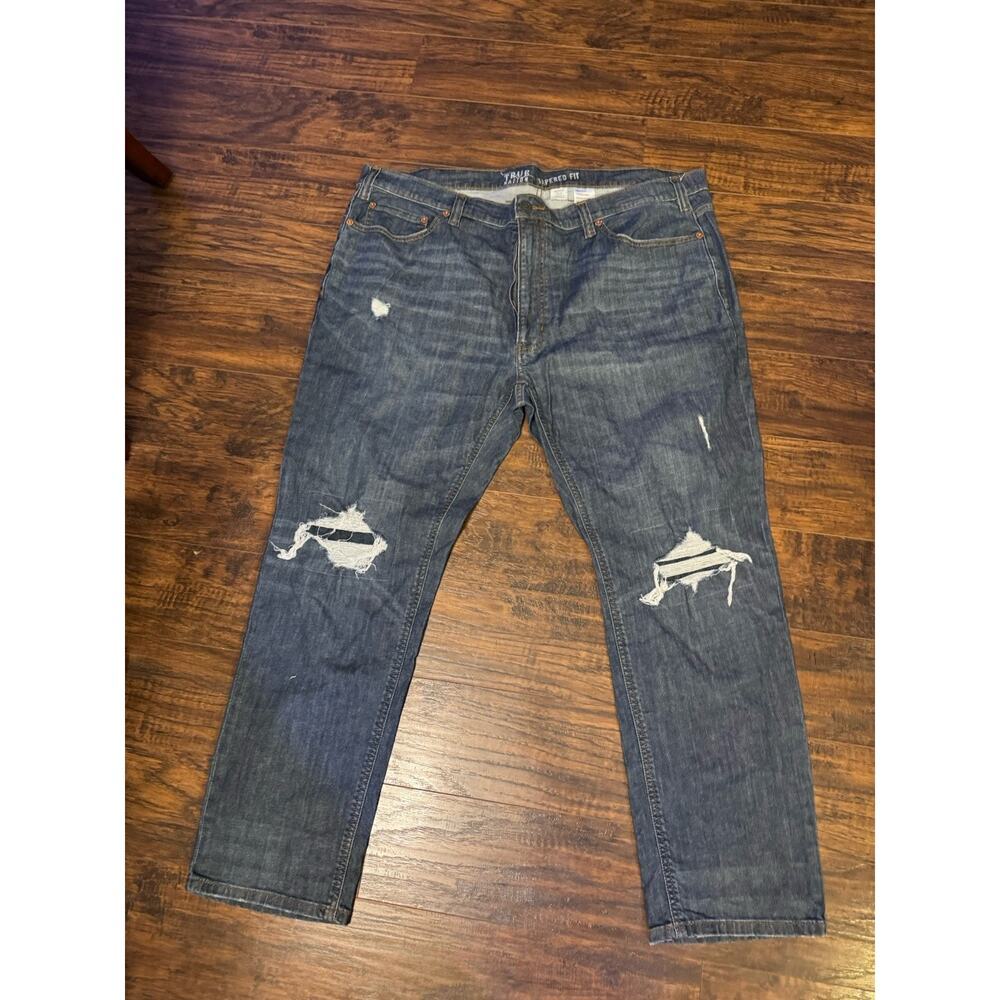 True Nation Big & Tall Jeans 46x30 Tapered Fit Distressed Stretch Denim
